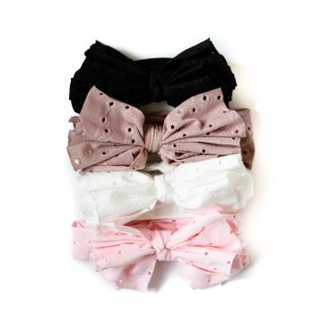 Nicsessories Eyelet Baby Bows Headband Mauve