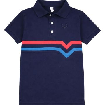 Bopop Navy SS Polo with Blue/Red Heartbeat