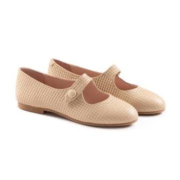 Raybelle Natural Stamped leather Teen Maryjane