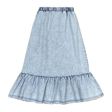 Teela Structure Denim Maxi Ruffle Skirt
