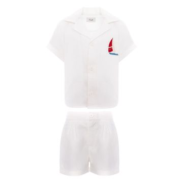 Pernille SET WITH BOAT EMBROIDERY WHITE