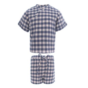 Pernille PLAIDS SET 4 BUTTONS BLOUSE PLAIDS/GREY AND BEIGE