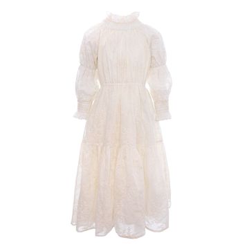 Pernille SMALL FLOWER EMBROIDERED DRESS IVORY