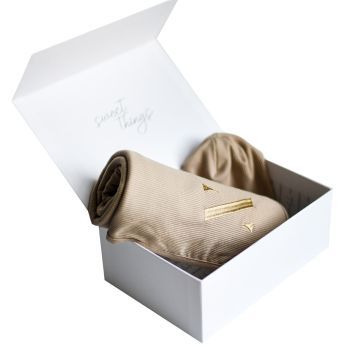 Nics Ribbed Swaddle And Beanie Gift Set Taupe