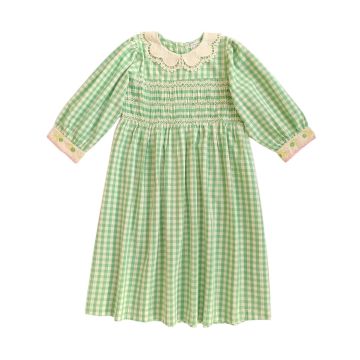 Bebe Organic Tilia Special Dress Green Gingham with 3/4 Sleeves