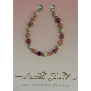 My little Jewel 3 colored gemstone and gf bead bracelet