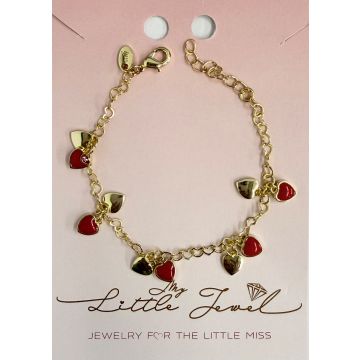 My Little Jewel Gold Plated Hanging Heart Charm Bracelet On Heart Chain