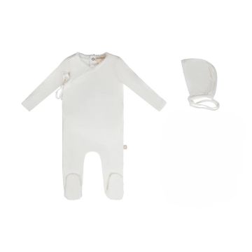 Citrine Lace Trim Footie + Bonnet
