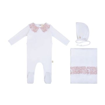 Citrine Lace Collar Set White/Pink