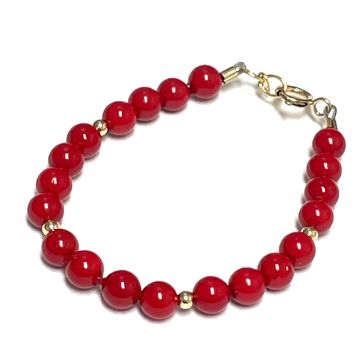 My little Jewel coral and 14kt gold filled bead bracelet
