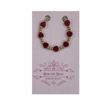 Bow & Bead Gold With Red hearts
