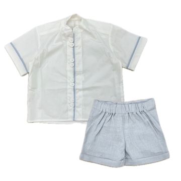 Pernille COTTON AND LINEN SET Blue/White