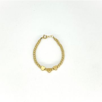 My little Jewel 14kt gold filled beads and 3 gold heart center bangle style