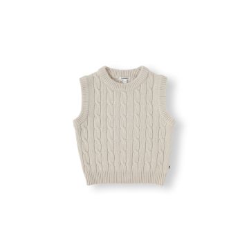 Bene Bene Cable Wool Knit Vest Ecru