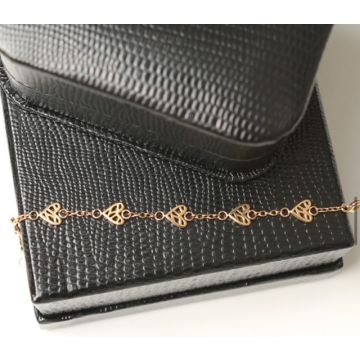 Vincor 5 Gold Scribbled Hearts on Chain Bracelet