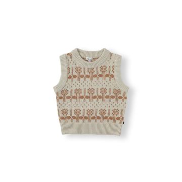 Bene Bene Leaf Buds Knit Vest Green Beige
