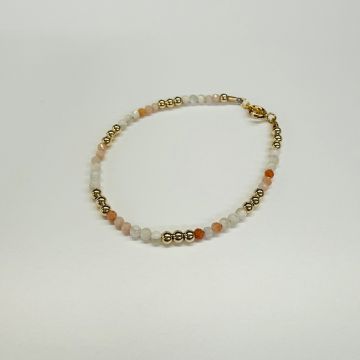 My Little Jewel 2mm Mop peach rhodo and gf beaded bracelet