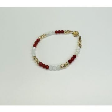 My Little Jewel Mop Red Coral And Gf Beaded Bracelet