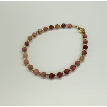 My little Jewel Facted Rhodonite and GF Beaded Bracelet