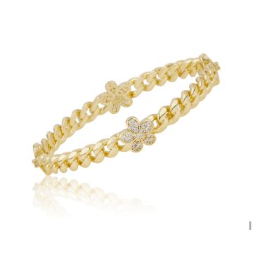 LMTS Link Bangle Accented With Cz Butterflies