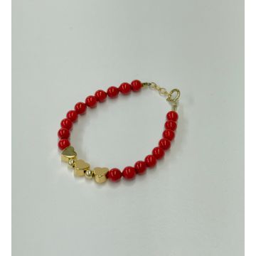 My little Jewel 15kt gold filled beads and red swarovski pearls