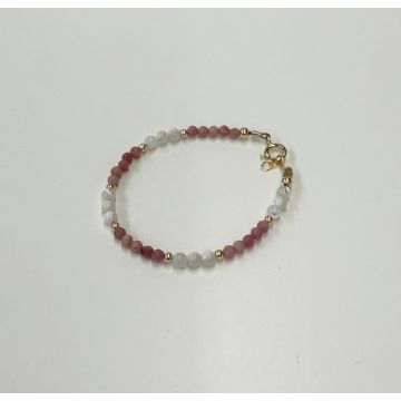 My little Jewel 2mm Rrodonite and Mop Gemstone Beaded Bracelet