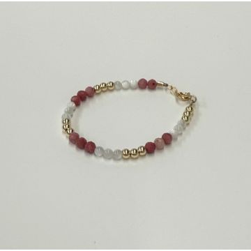 My little Jewel 2mm Rrodonite and Mop GF Bead Baby Bracelet