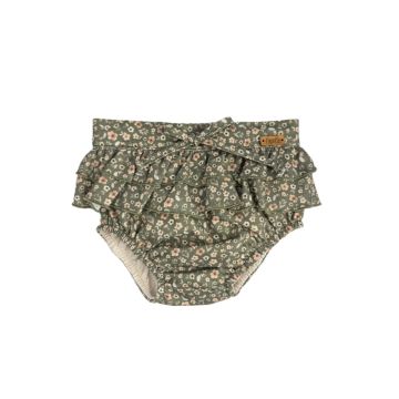 Popelin Green Floral Print Double Frill Culotte 