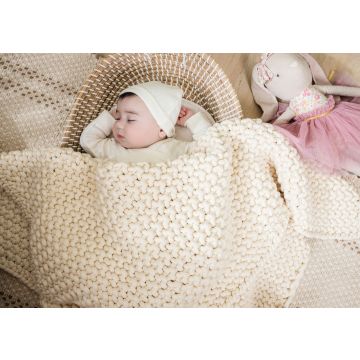 Spool Fine Knit Alma Blanket Ecru