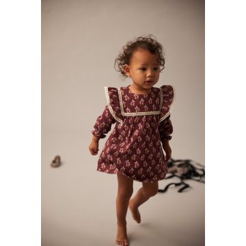 My Little Cozmo Bloom textured baby dress Burgundy