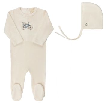 Aurora Velour Bicycle Footie+Bonnet