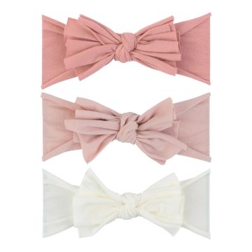 Ely's & Co Cotton Bow Headbands 3 Pack Dusty Rose, Blush, Ivory