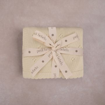 Petit Bebelu Pointelle Knit Blanket Ivory