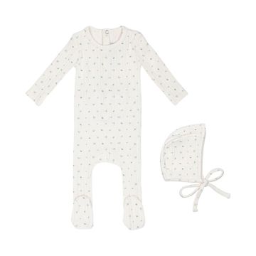 Mini Label Ivory Petal Pointelle Floral Footie and Hat