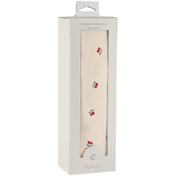 Elys and Co Single Pack Muslin Swaddles - Red Cherry
