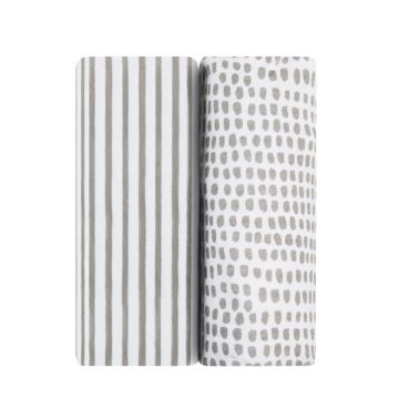 Ely's & Co Waterproof Changing Pad Cover Set -Stripes and Splash Taupe