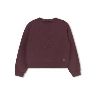 Madame Ti Solid Collection Embossed Cropped Sweatshirt
