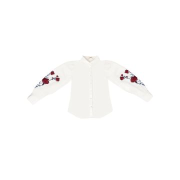 Joelle Embroidered Puff Sleeve Blouse White