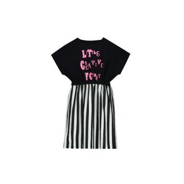 Little Creative Factory Soft Black Striped Dress Black/Cream