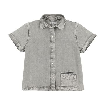 Kin+Kin Denim Boys V-neck Collar Shirt Blue-Grey Denim