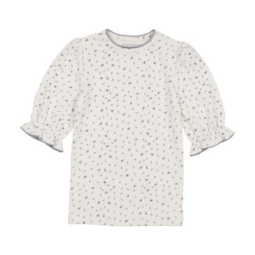 Kin+Kin Floral Puffed Sleeve Ribbed T-shirt