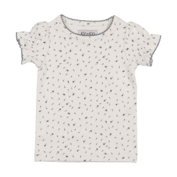 Kin+Kin Floral Puffed Short Sleeve Ribbed T-shirt