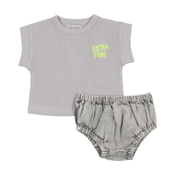Kin+Kin Denim Baby Boys T-shirt + Bloomer Set Blue-Grey Denim