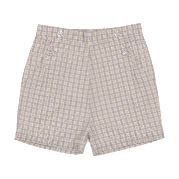 Kin+Kin Boys Front Button Shorts Sky Blue/White Plaid