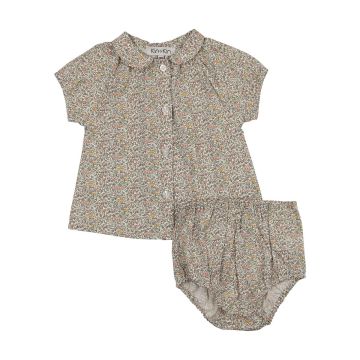 Kin+Kin Girls Peter Pan Collar Shirt + Bloomer Set