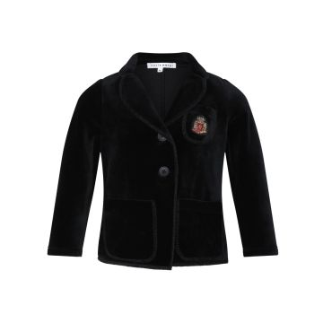 Little Parni Velour Blazer Black