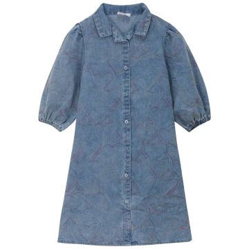 Kix Embroidered Denim Dress Denim