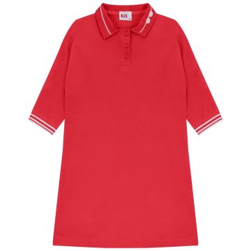 Kix Embroidered Detail Pique Dress Raspberry