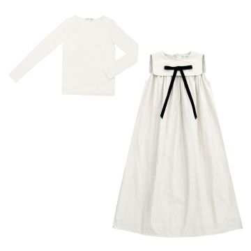 Little Parni Taffeta Maxi Bow Jumper Ivory
