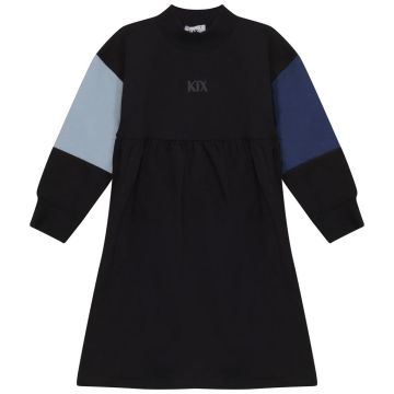 KIX COLOR BLOCK HIGH WAISTED DRESS BLACK/BLUE